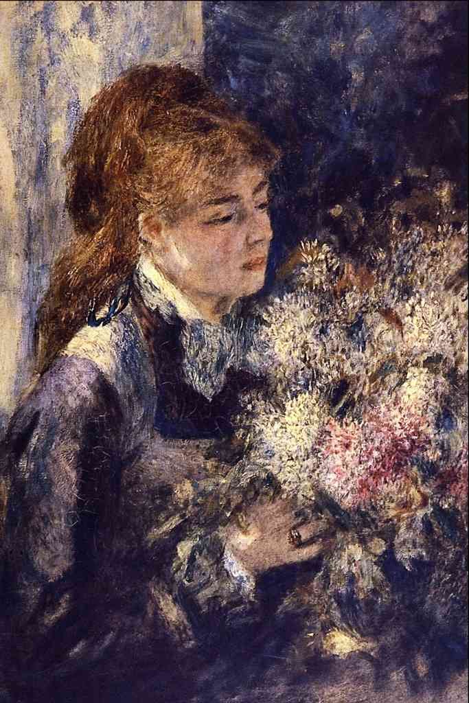 Woman With Lilacs Renoir A4 Photo Print