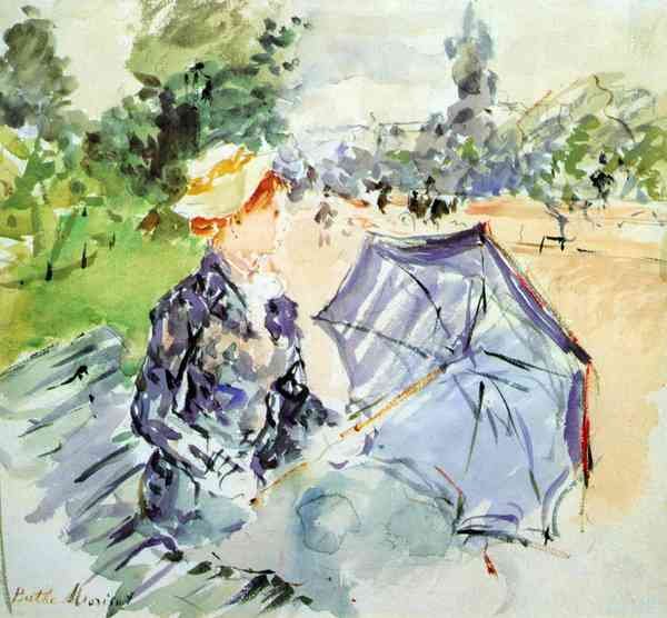 Woman with Parasol sitting in the park by Morisot A4 Photo Print