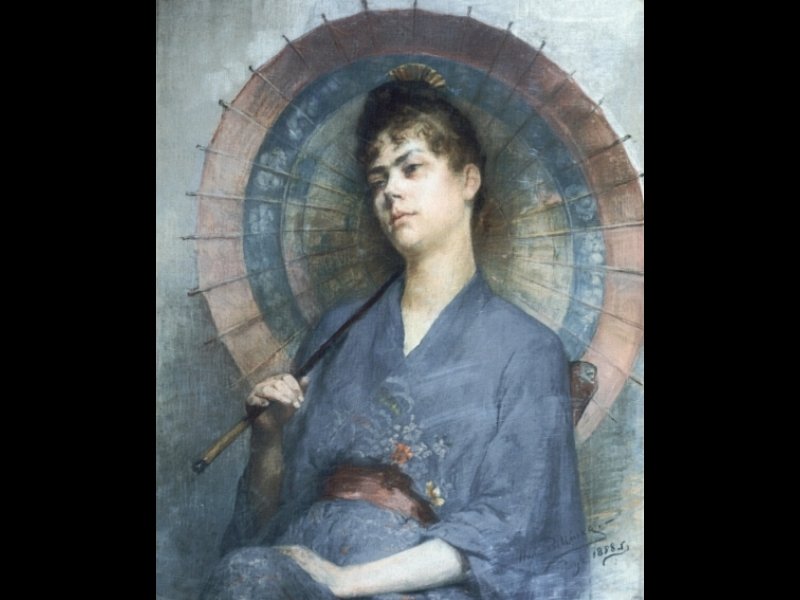 Woman with a Japanese Parasol Art A4 Photo Print