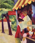 Woman with red jacket and child by August Macke Expressionism A4 Photo Print
