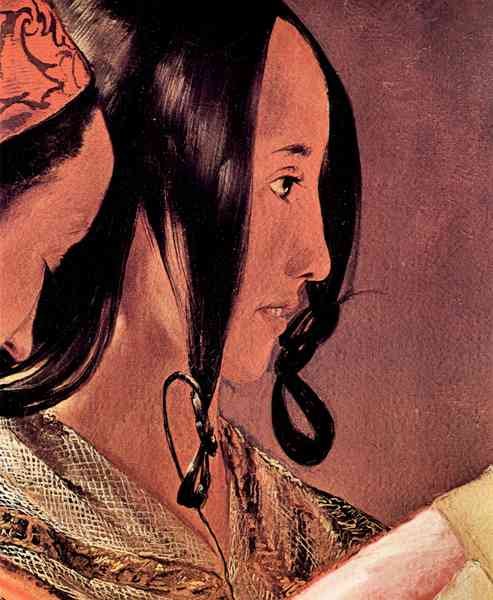 Womans head in profile by La Tour A4 Photo Print