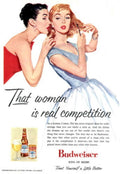 Women Budweiser Competition 1950s Vintage Retro Advert Poster