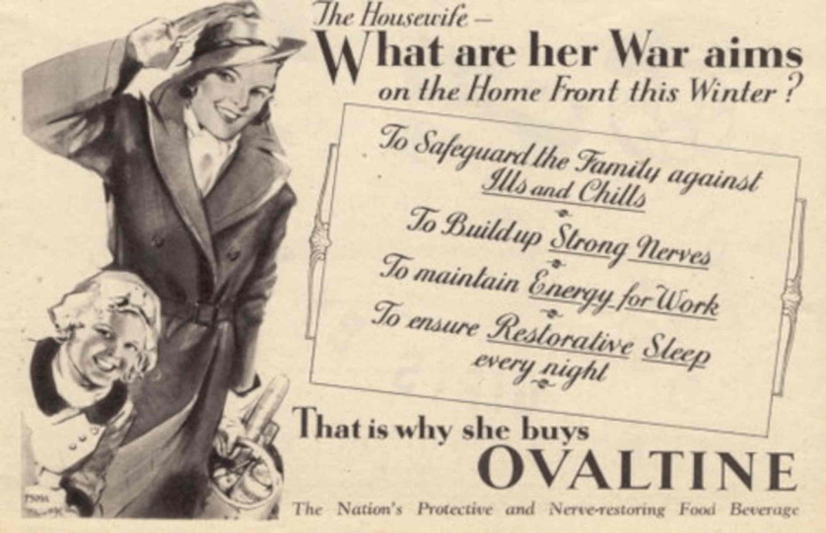 Women Ovalatine Winter 1930s Vintage Retro Advert Poster