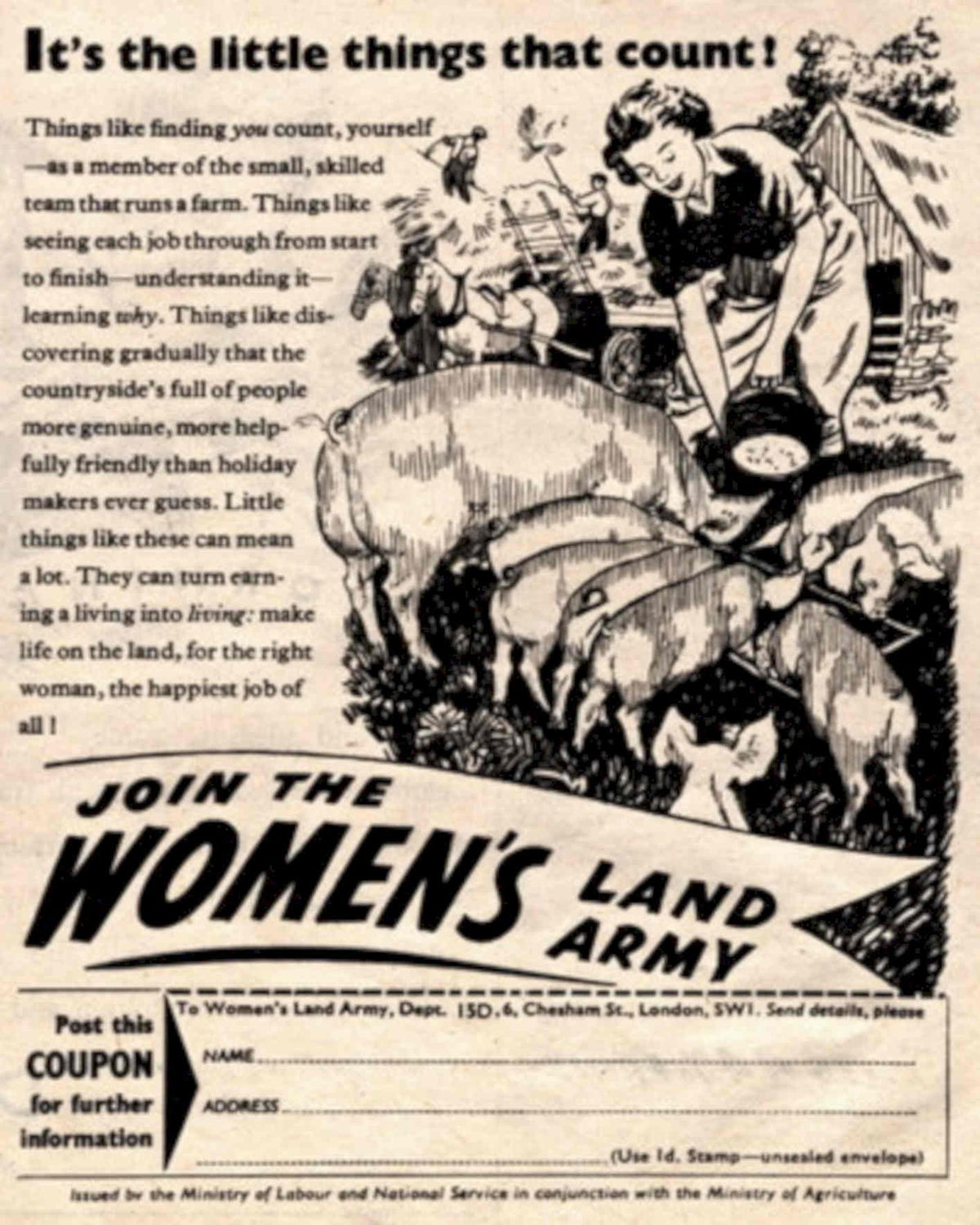 Women S Land 1 1940s Vintage Retro Advert Poster