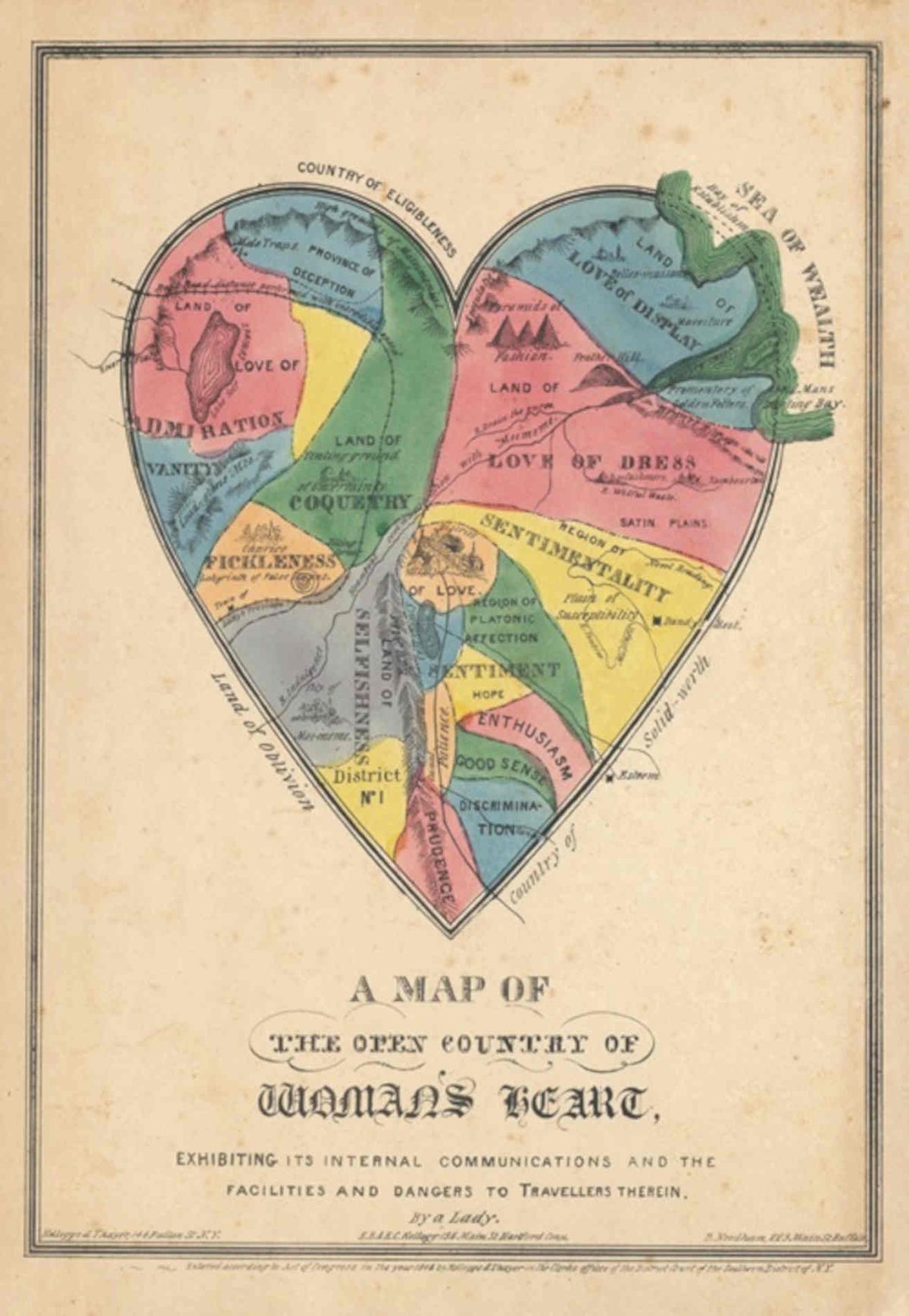 Womens Heart Map 1 Vintage Retro Advert Poster
