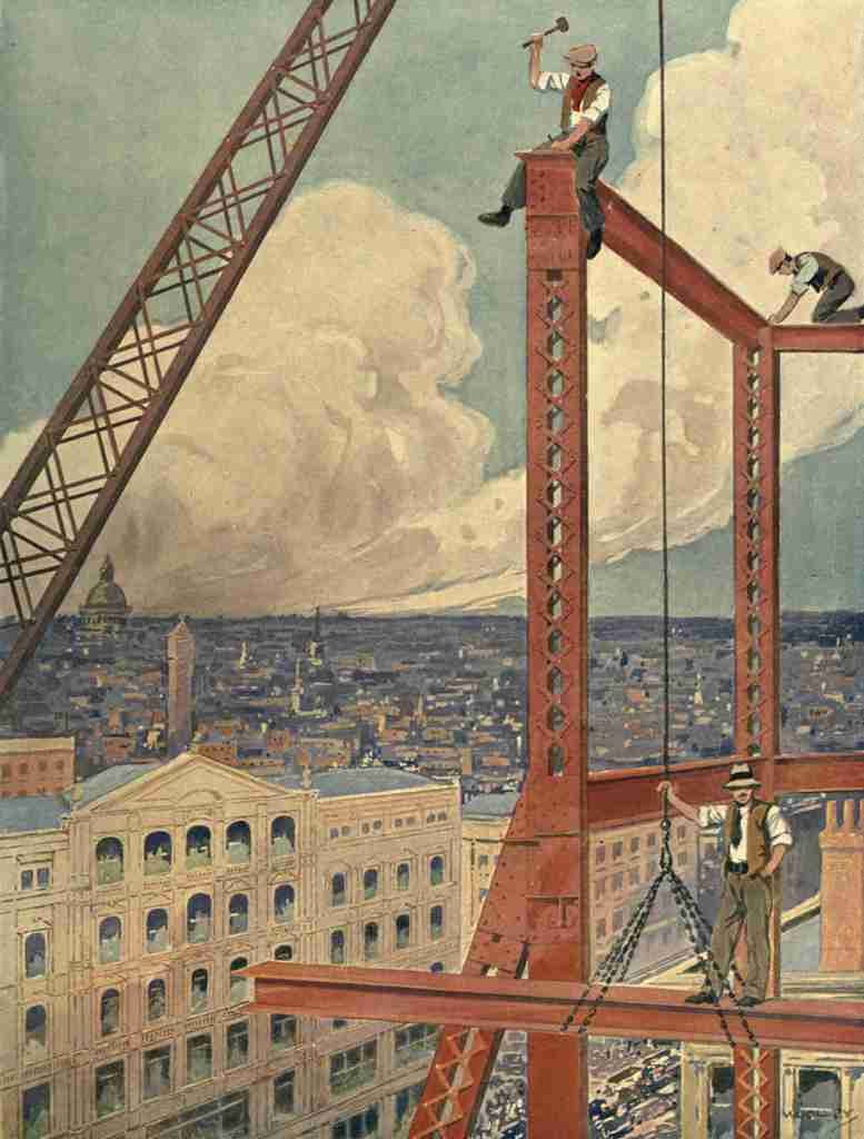 Wonder Book of Engineering Wonders Constructing a skyscraper Vintage A4 Photo Print