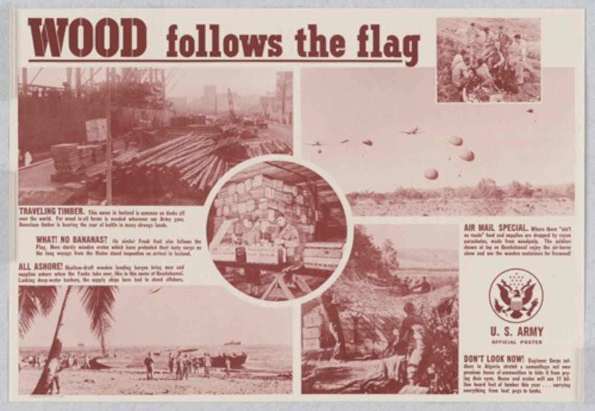Wood Timber Airmail American World War II Advert Poster