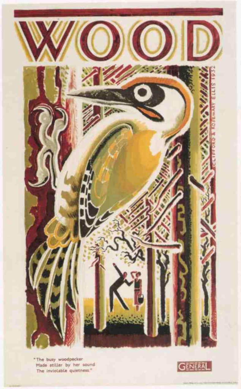 Woodpecker Poster Wood Vintage Retro Advert Ads A4 Photo Print