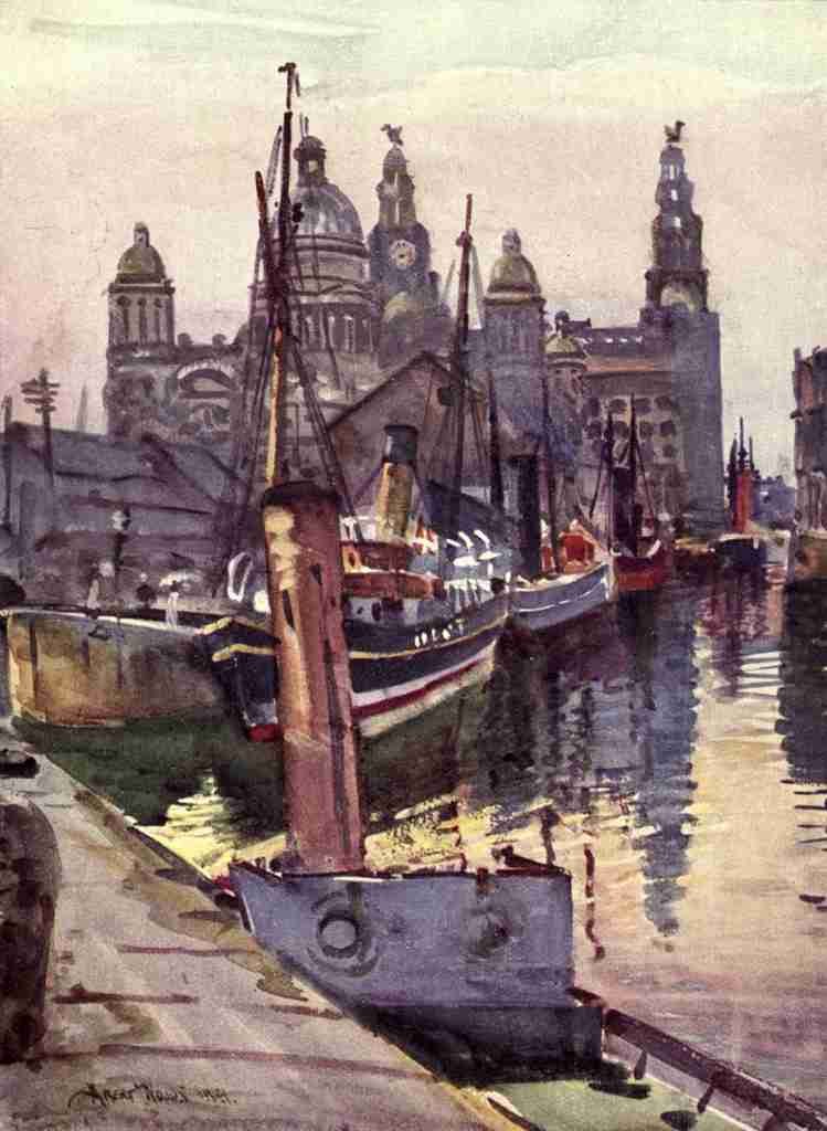 Woods Albert 1871 1944 Lancashire 1921 Liverpool The Canning Dock A4 Photo Print