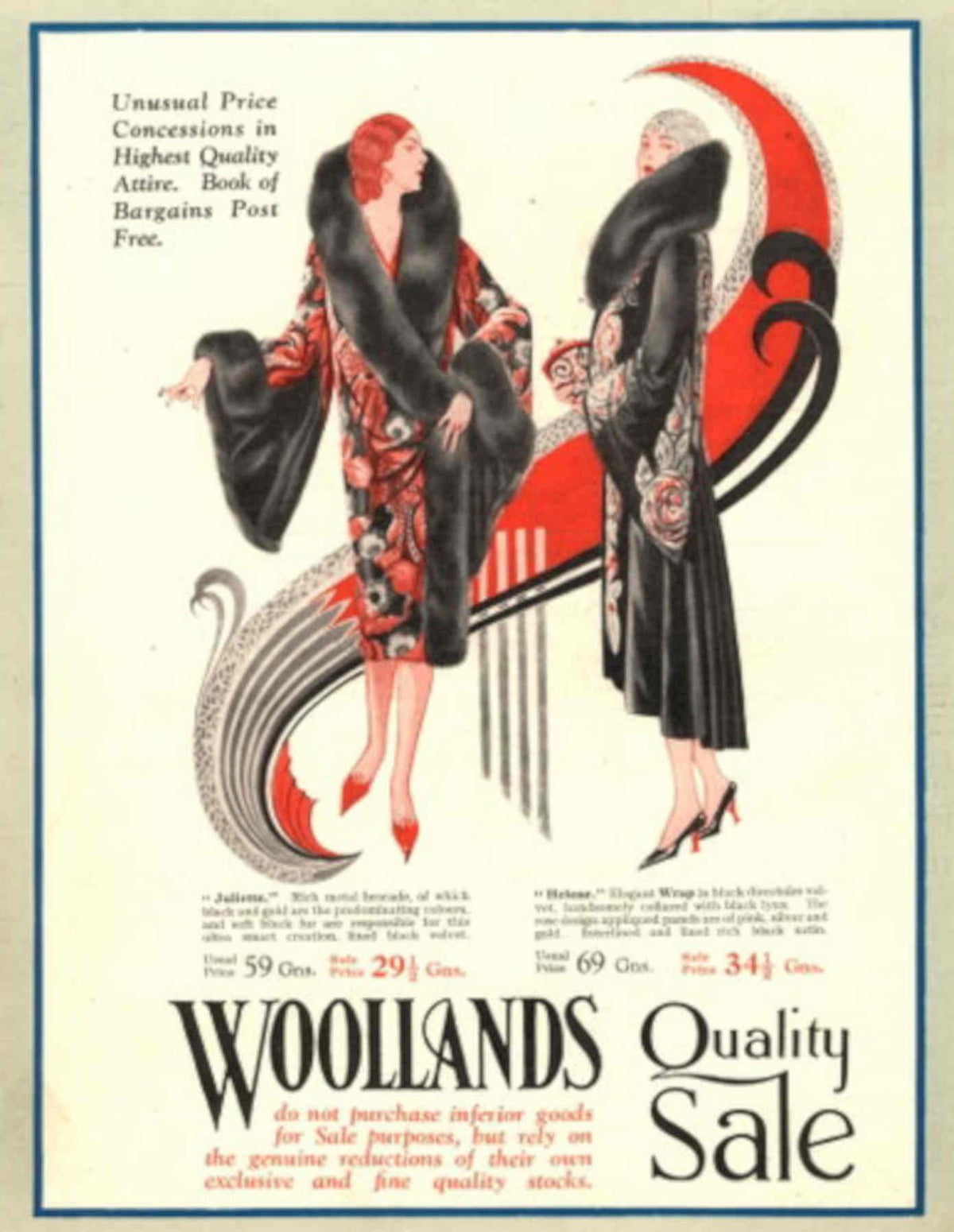 Wooland Sale Women 1930s Vintage Retro Advert Poster