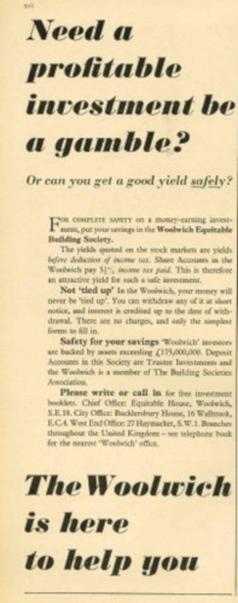 Woolwich Building Society 1950s Vintage Retro Advert Poster