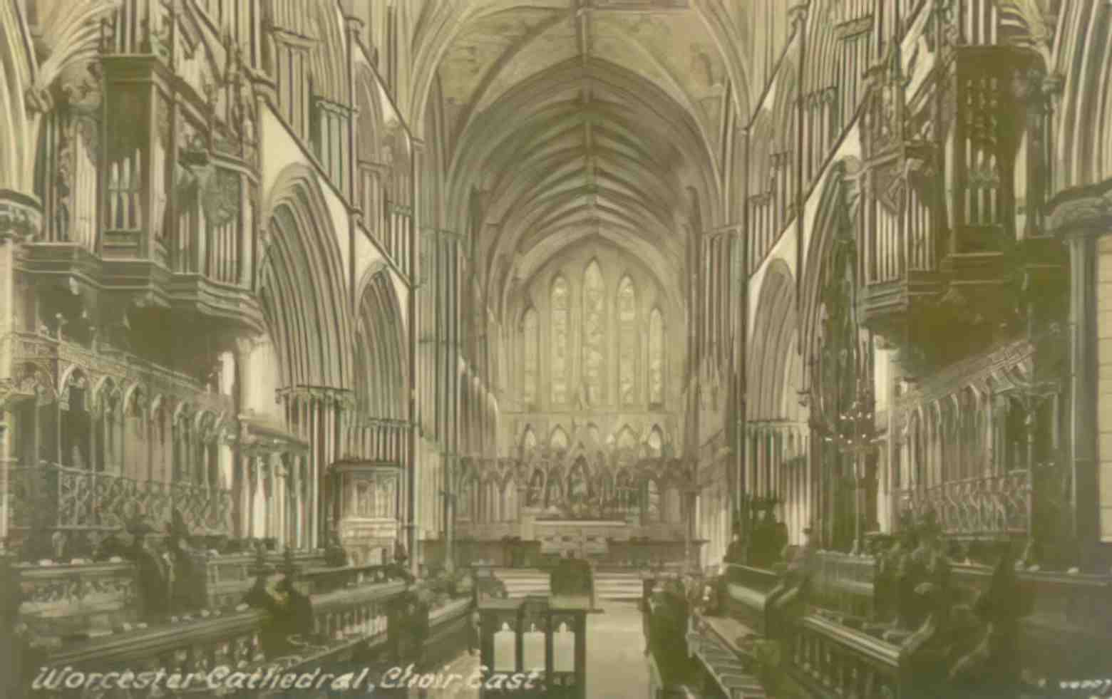 Worcestershire Worcester Cathedral Choir East Vintage A4 Photo Print