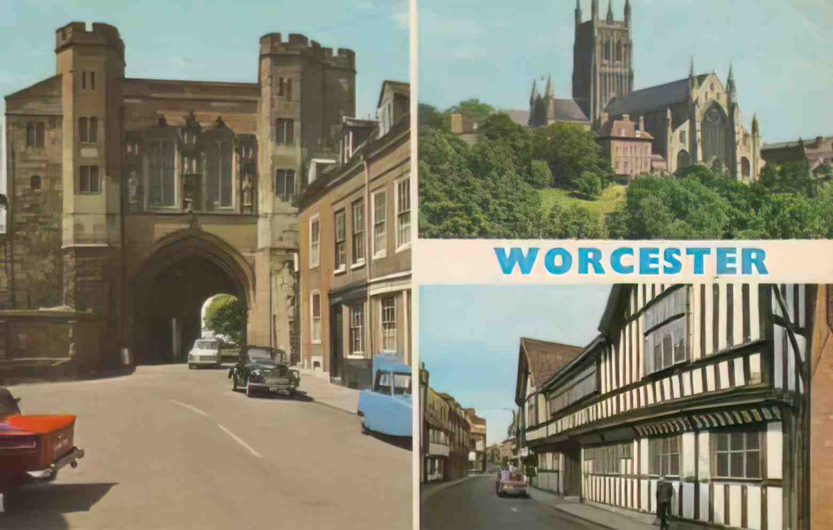 Worcestershire Worcester Multiview 1966 Vintage A4 Photo Print