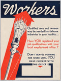 Workers Cogwheel Defense American World War II Advert Poster