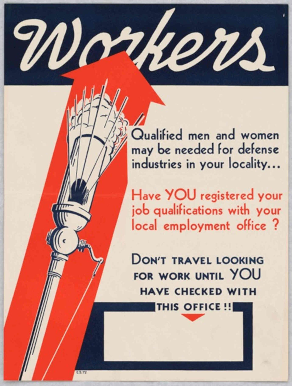 Workers Cogwheel Defense American World War II Advert Poster