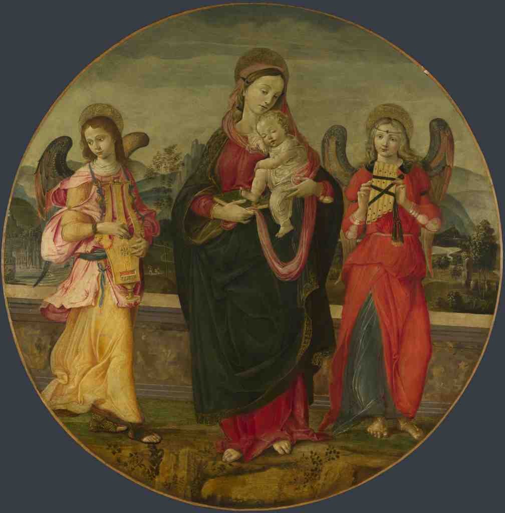 Workshop of Raffaellino del Garbo The Virgin and Child with Two Angels A4 Photo Print
