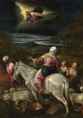 Workshop or imitator of Jacopo Bassano The Departure of Abraham crop A4 Photo Print