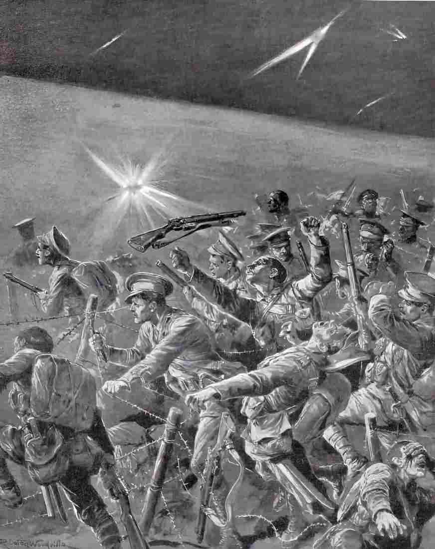 World War I British Troops Caught in Barbed Wire Military A4 Photo Print