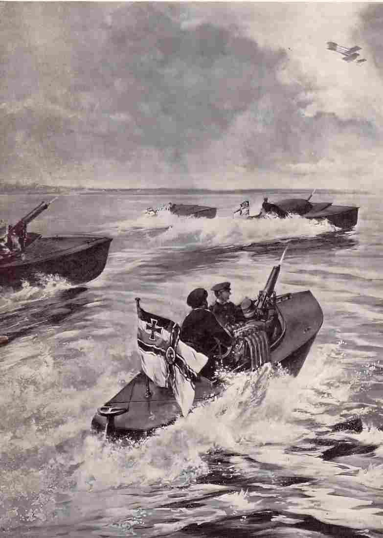 World War I German Motor Boats Fighting Off An Air Attack Military A4 Photo Print