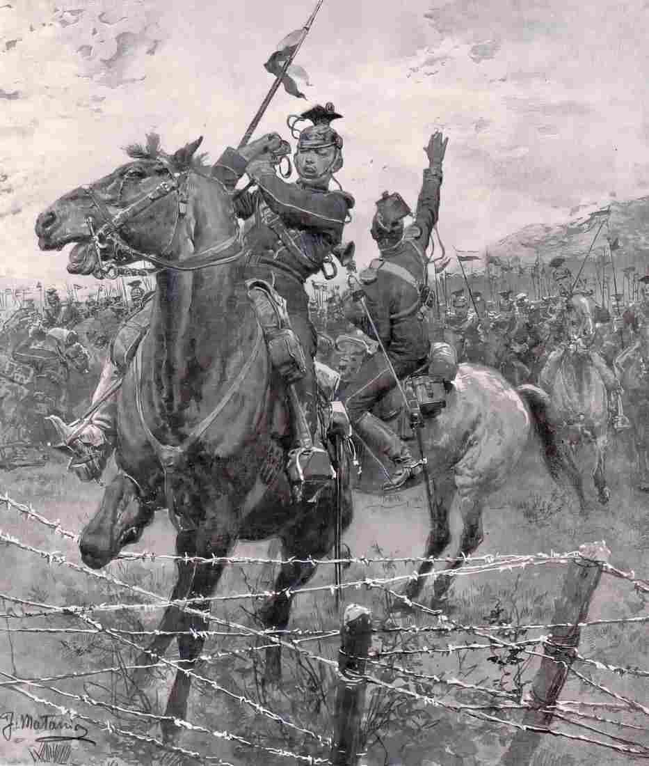 World War I German Uhlans Caught In Barbed Wire Military A4 Photo Print