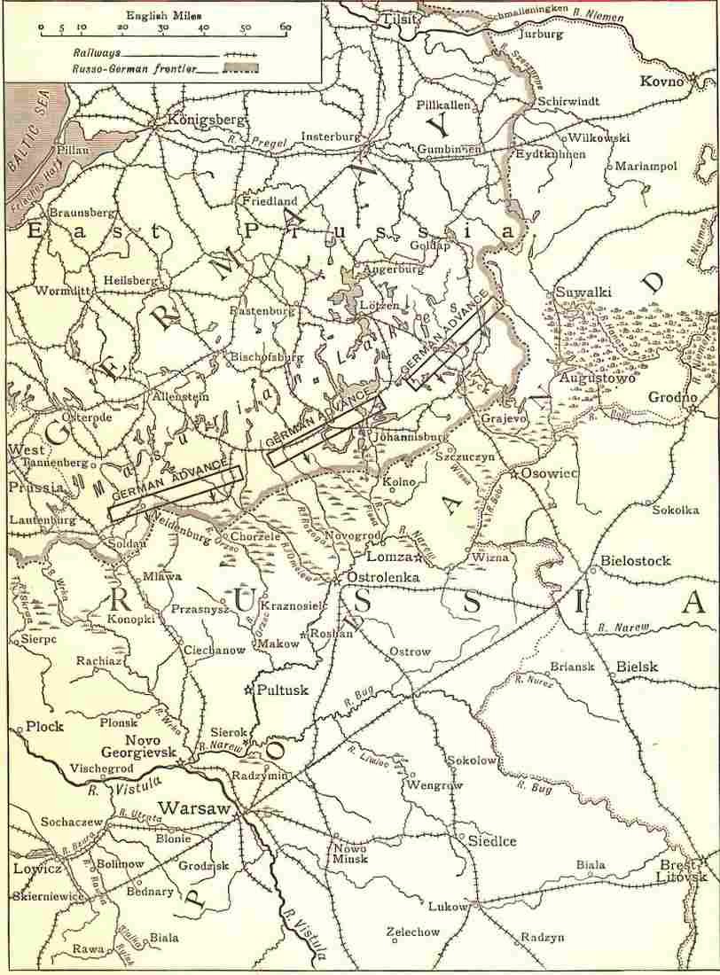 World War I Map showing German attack on Warsaw 1915 Military A4 Photo Print