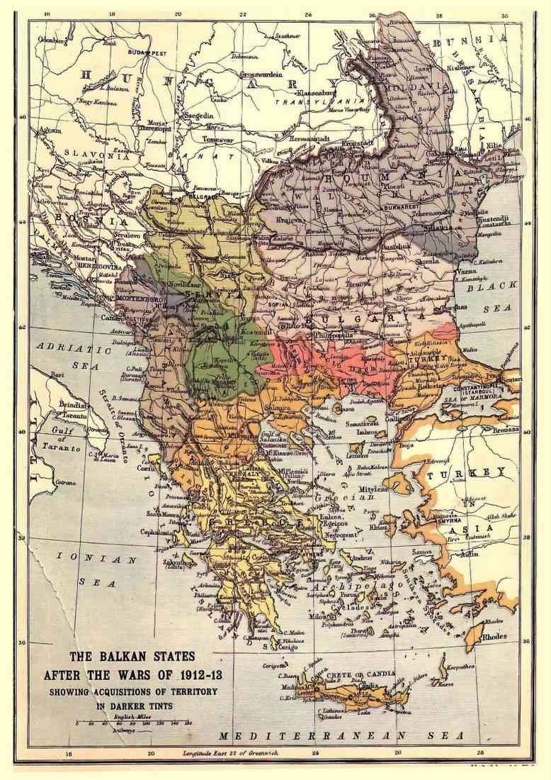 World War I Map showing The Balkan States 1912 13 A4 Photo Print