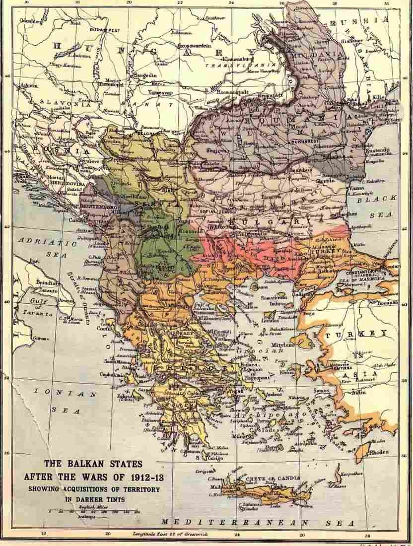 World War I Map showing The Balkan States 1912 13 Military A4 Photo Print