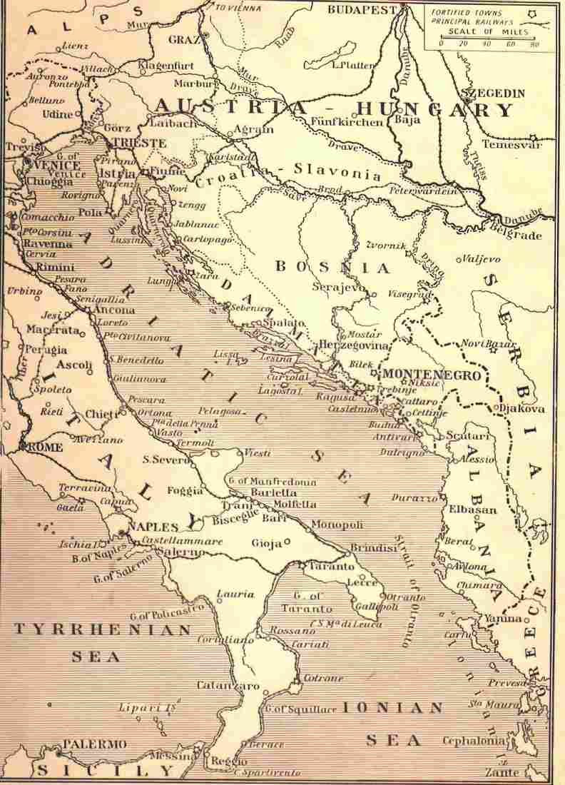 World War I Map showing The International bounderies of The Adriatic Military A4 Photo Print