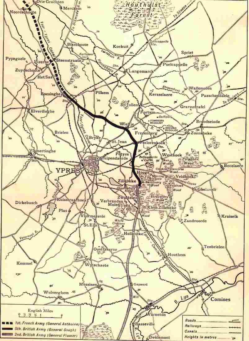 World War I Map showing The Ypres Salient before July 31st 1917 Military A4 Photo Print