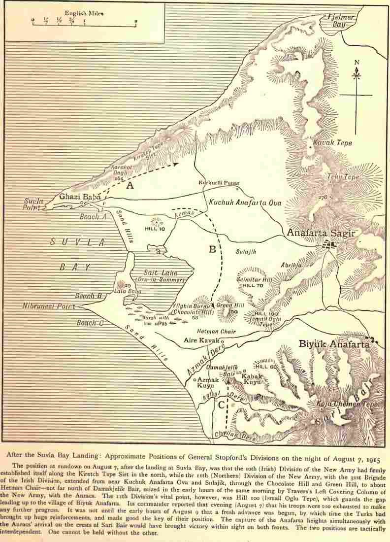 World War I Map showing positions at Sulva Bay Military A4 Photo Print