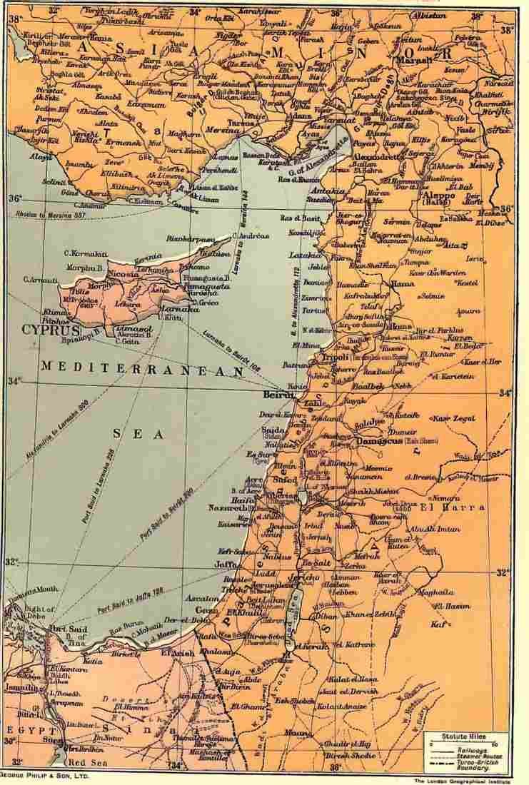 World War I Map to illustrate the campaign in Palestine Military A4 Photo Print
