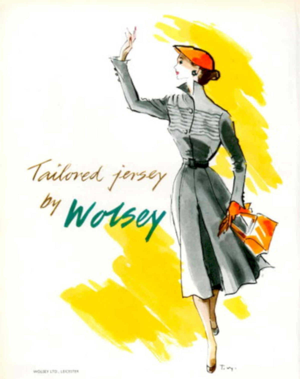 Wosley Jersey Dress 1950s Vintage Retro Advert Poster
