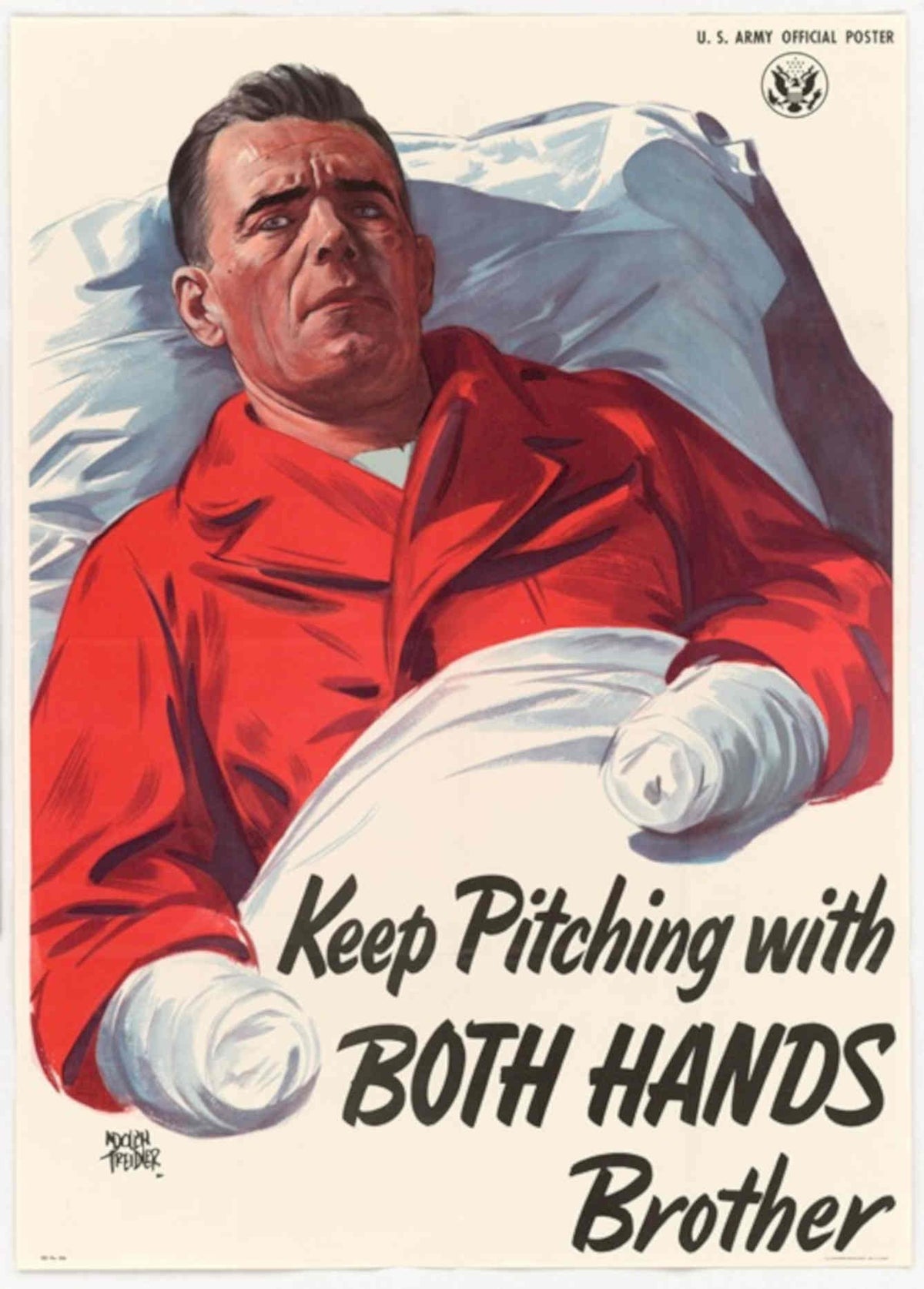Wounded Soldier Army American World War II Advert Poster