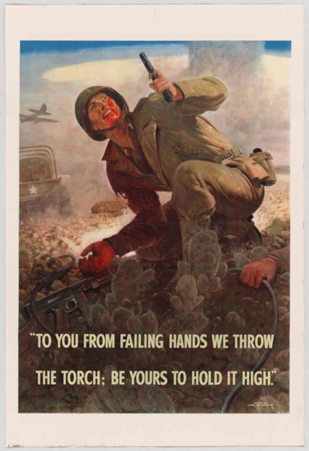 Wounded Soldier Torch American World War II Advert Poster