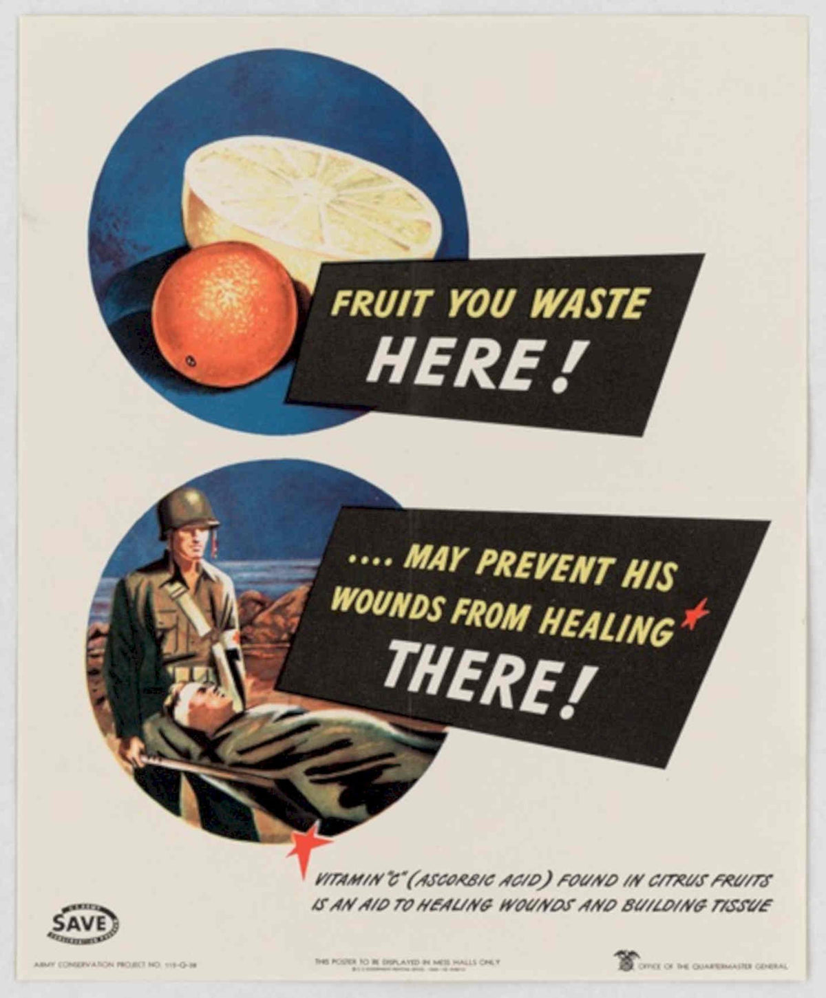 Wounded Soldiers Fruit American World War II Advert Poster