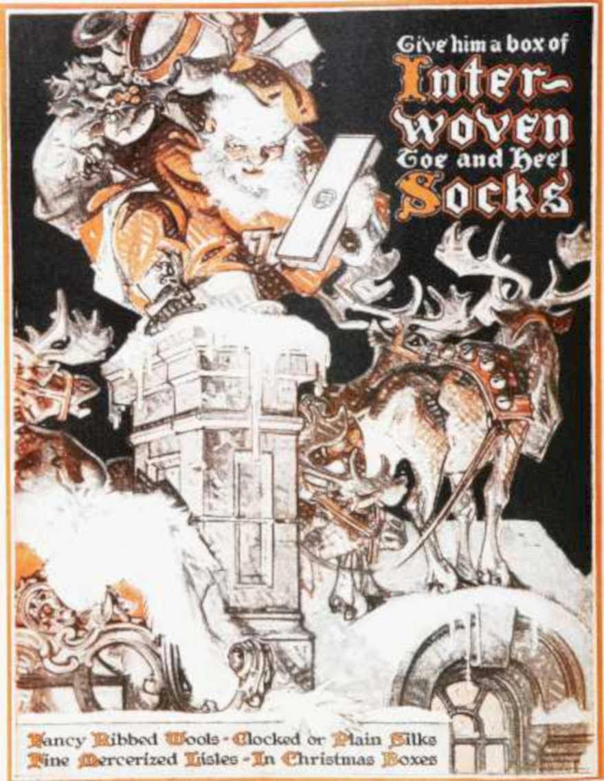 Woven Santas Socks Vintage Retro Advert Ads A4 Photo Print