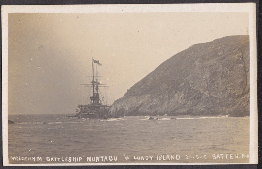 Wreck Of Hm Battleship Montagu On Lundy Island 1906 Vintage A4 Photo Print