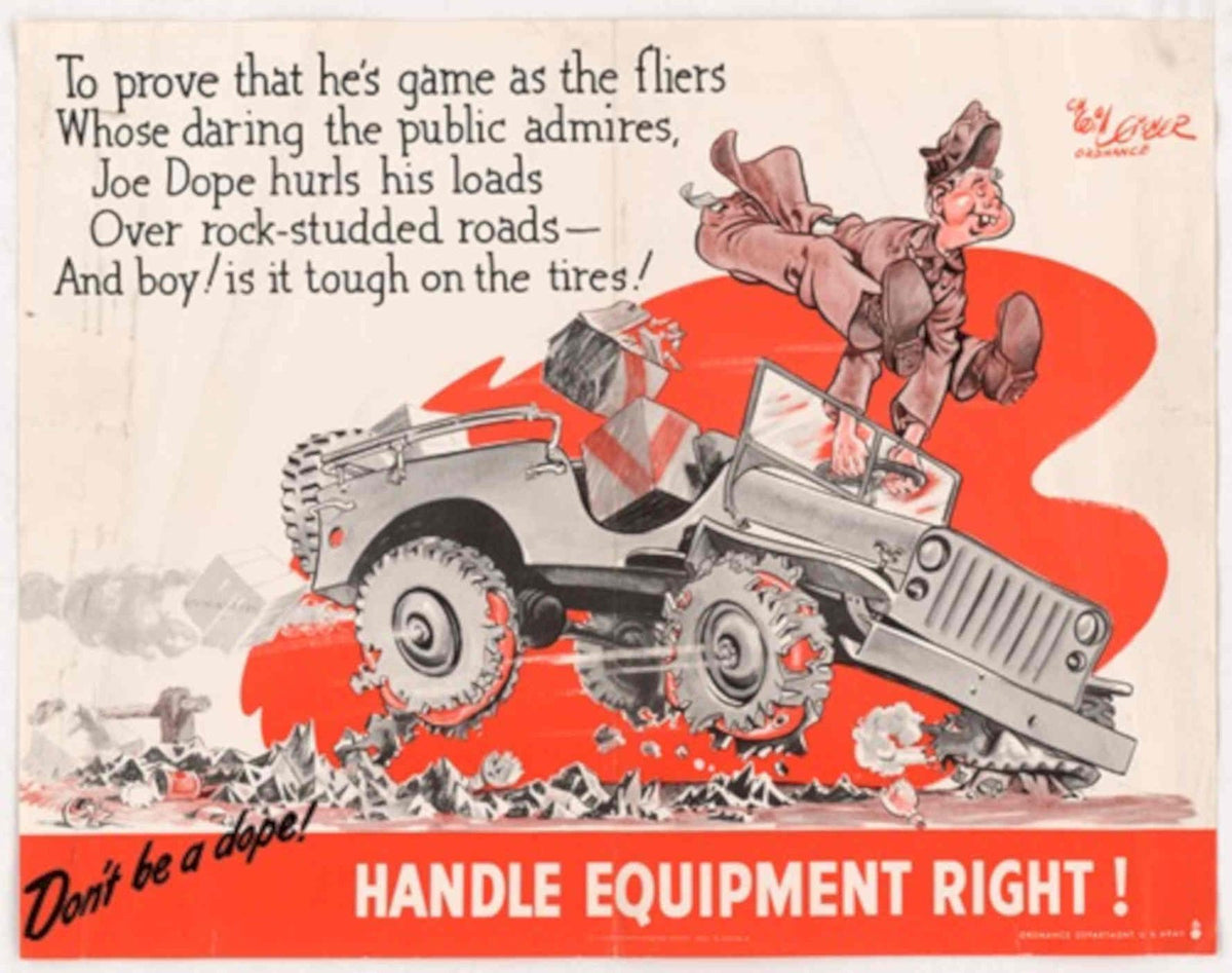 Wrecked Jeep Handle American World War II Advert Poster
