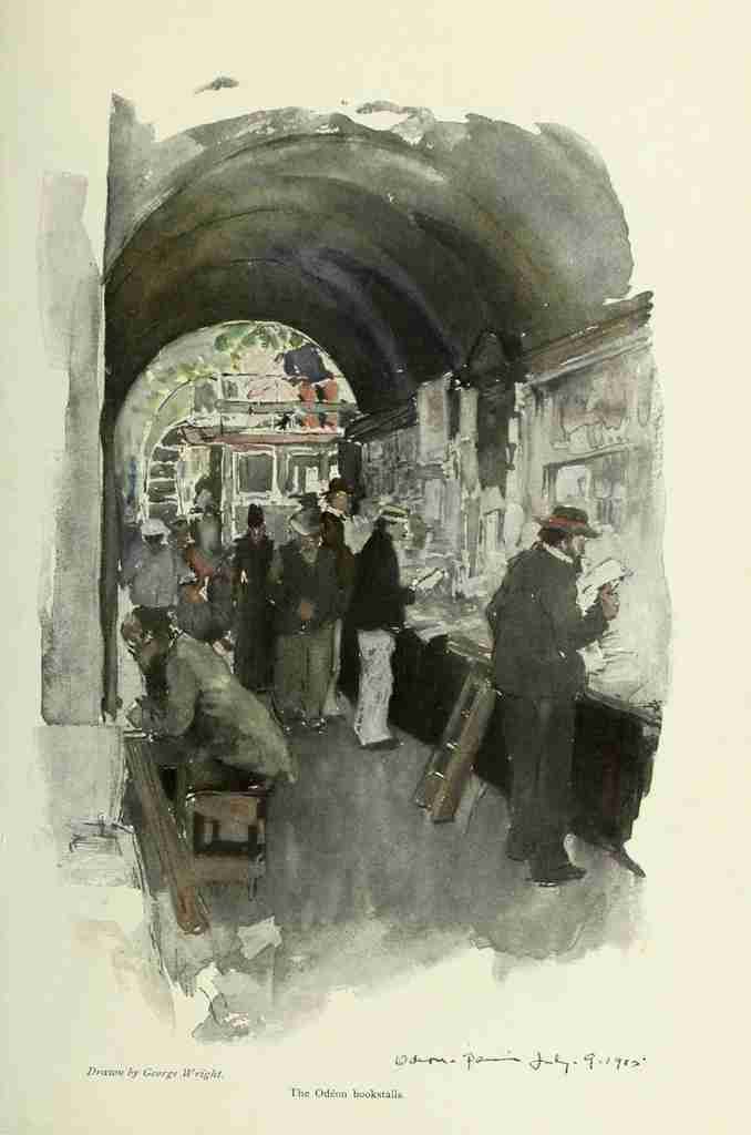 Wright George 1860 1942 Scribners Magazine 45 1909 The Odeon Bookstalls A4 Photo Print