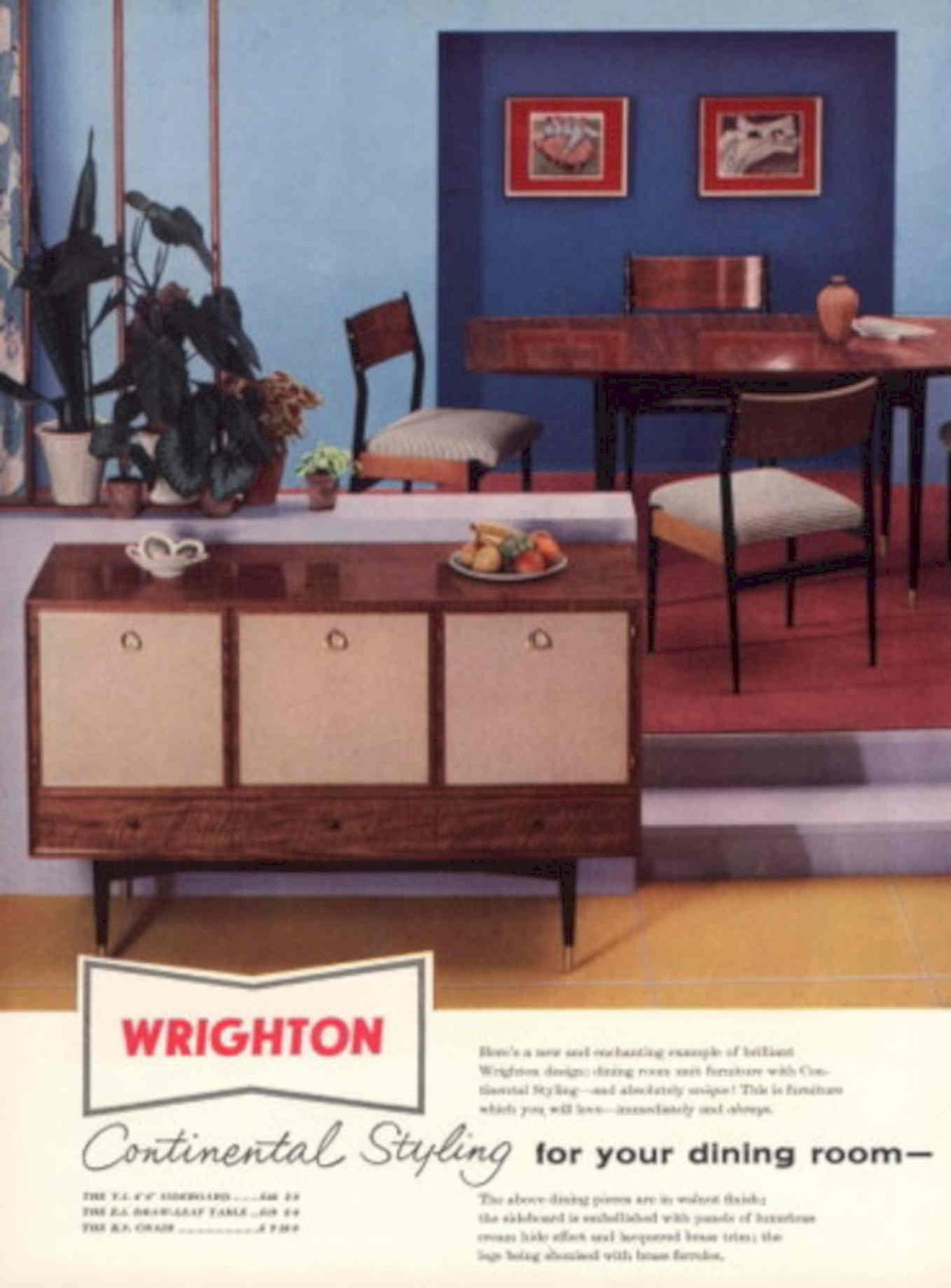 Wrighton Continental Dining 1930s Vintage Retro Advert Poster