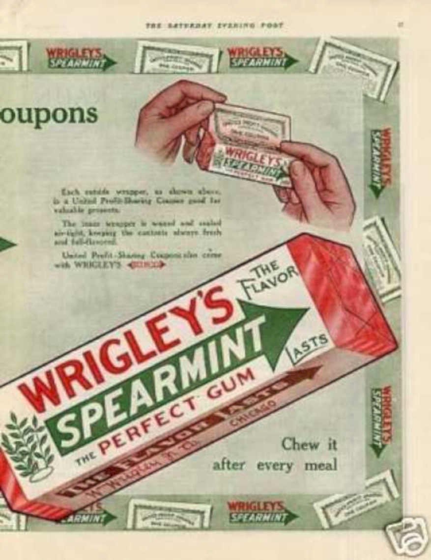 Wrigleys Spearmint Gum 2 Vintage Retro Advert Ads A4 Photo Print