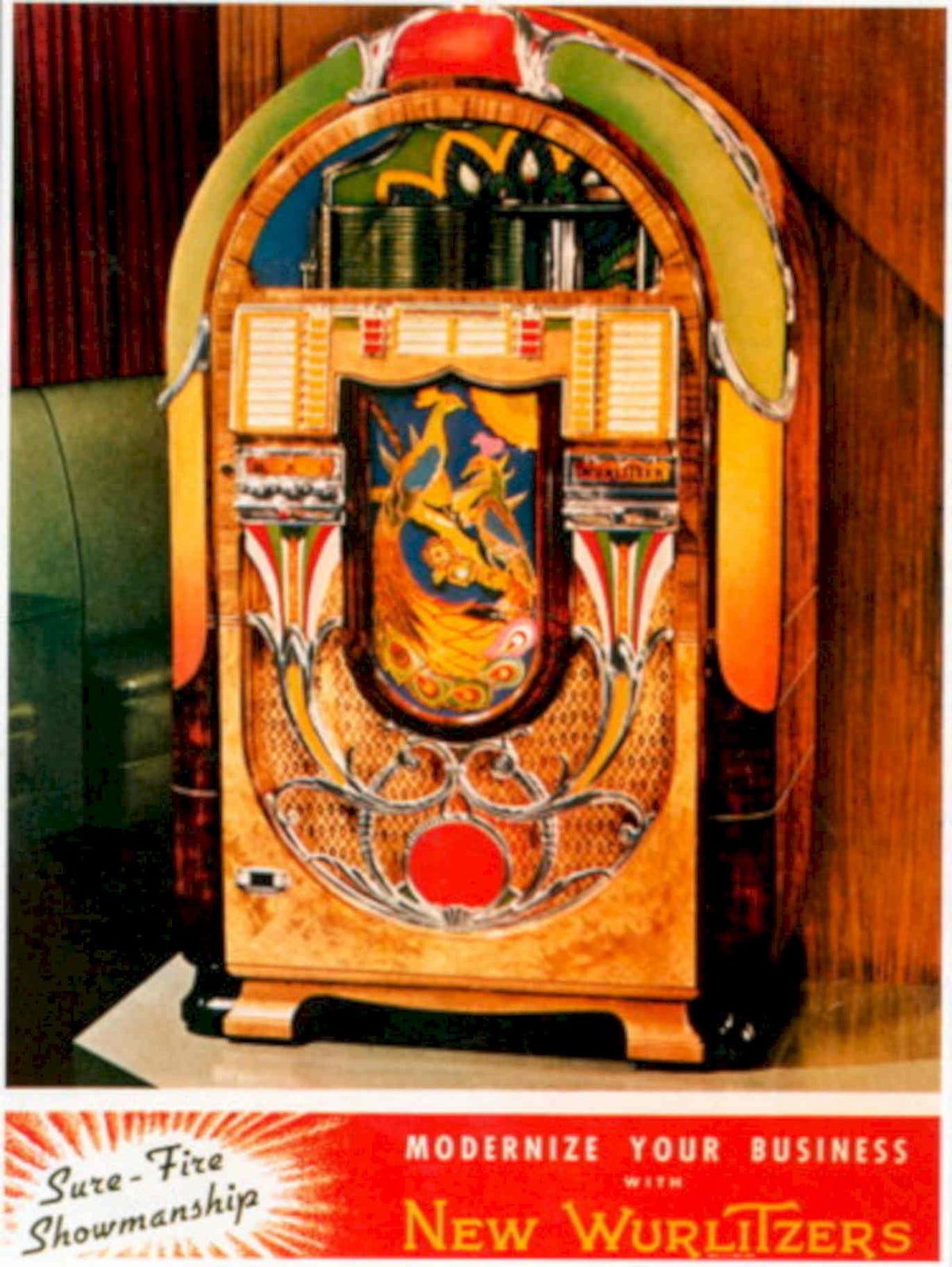 Wurlitzer Jukebox 1950s 1940s Vintage Retro Advert Poster