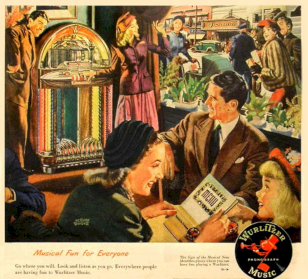 Wurlitzer Jukebox Diner 2 1940s Vintage Retro Advert Poster