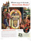 Wurlitzer Jukebox Diner 3 1940s Vintage Retro Advert Poster