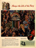 Wurlitzer Party Scene 1940s Vintage Retro Advert Poster