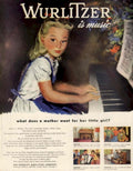 Wurlitzer Piano Girl 1950s Vintage Retro Advert Poster