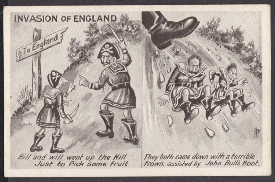 Ww1 Comic Invasion Of England Bill & Will Went Up The Hill Vintage A4 Photo Print