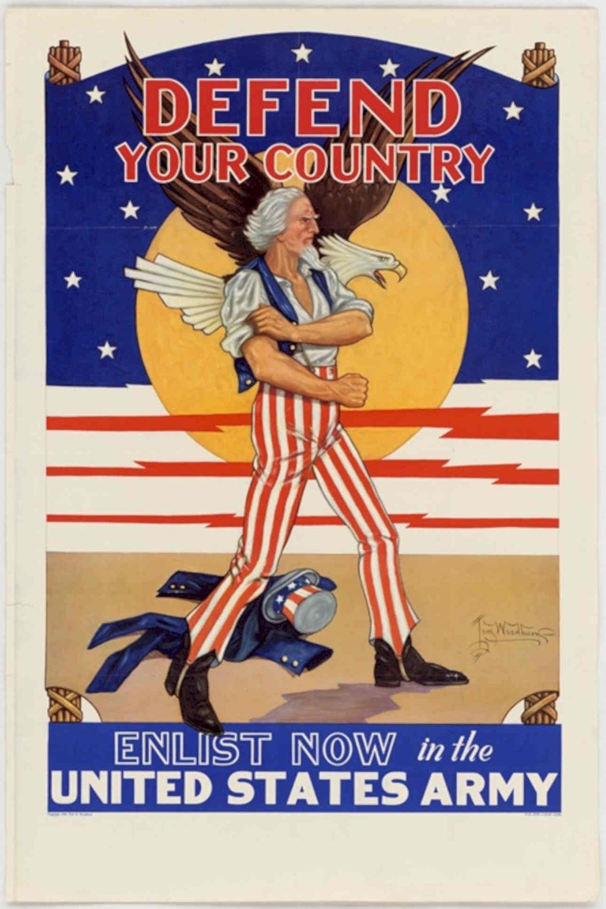 Wwi Soldier Eagle American World War II Advert Poster