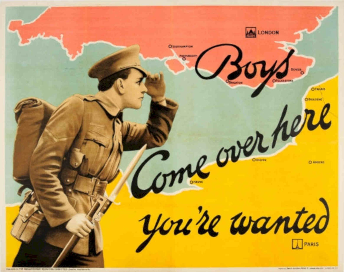 Wwi Soldiers Britain Vintage Retro Advert Poster A4 Photo Print