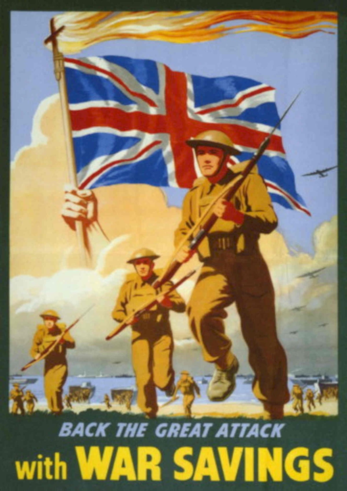 Wwi Soldiers Flag 1940s Vintage Retro Advert Poster